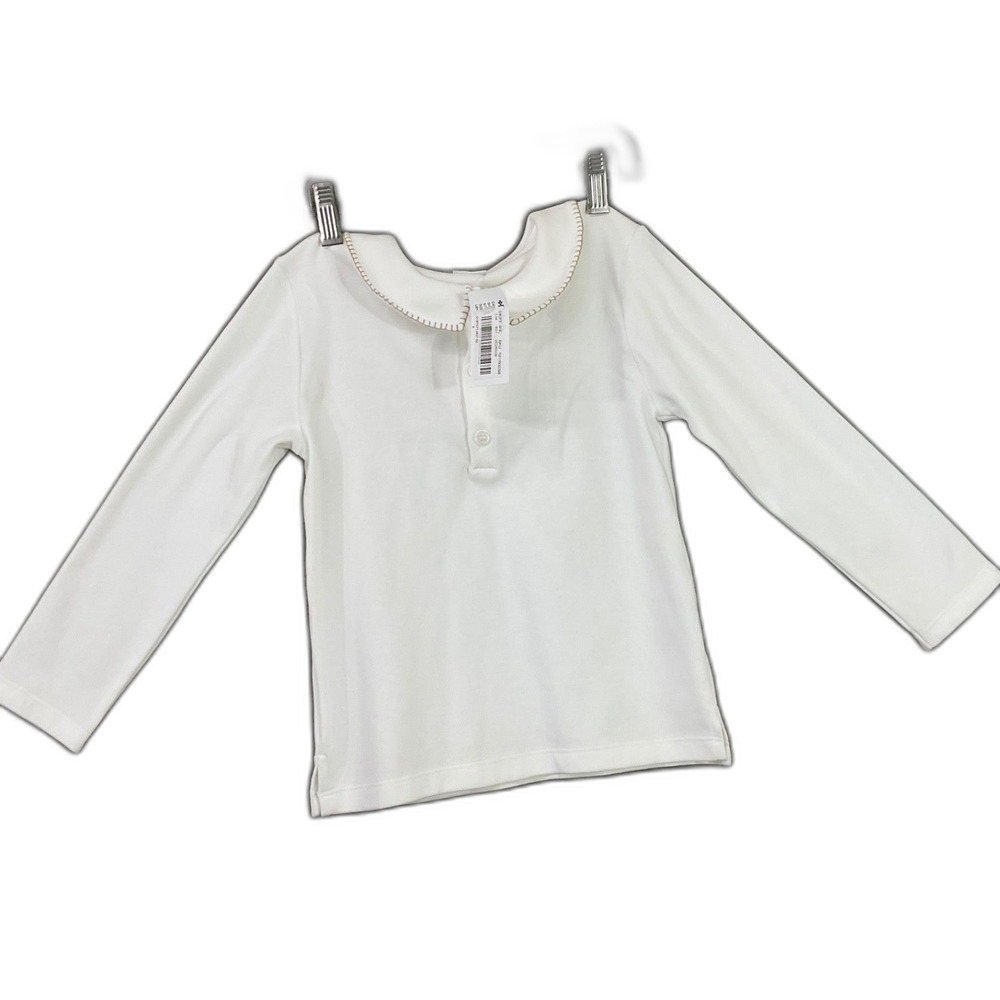 NWT EDGEHILL Collection Girls size 6 Long Sleeve Top Peter Pan Collar Cream